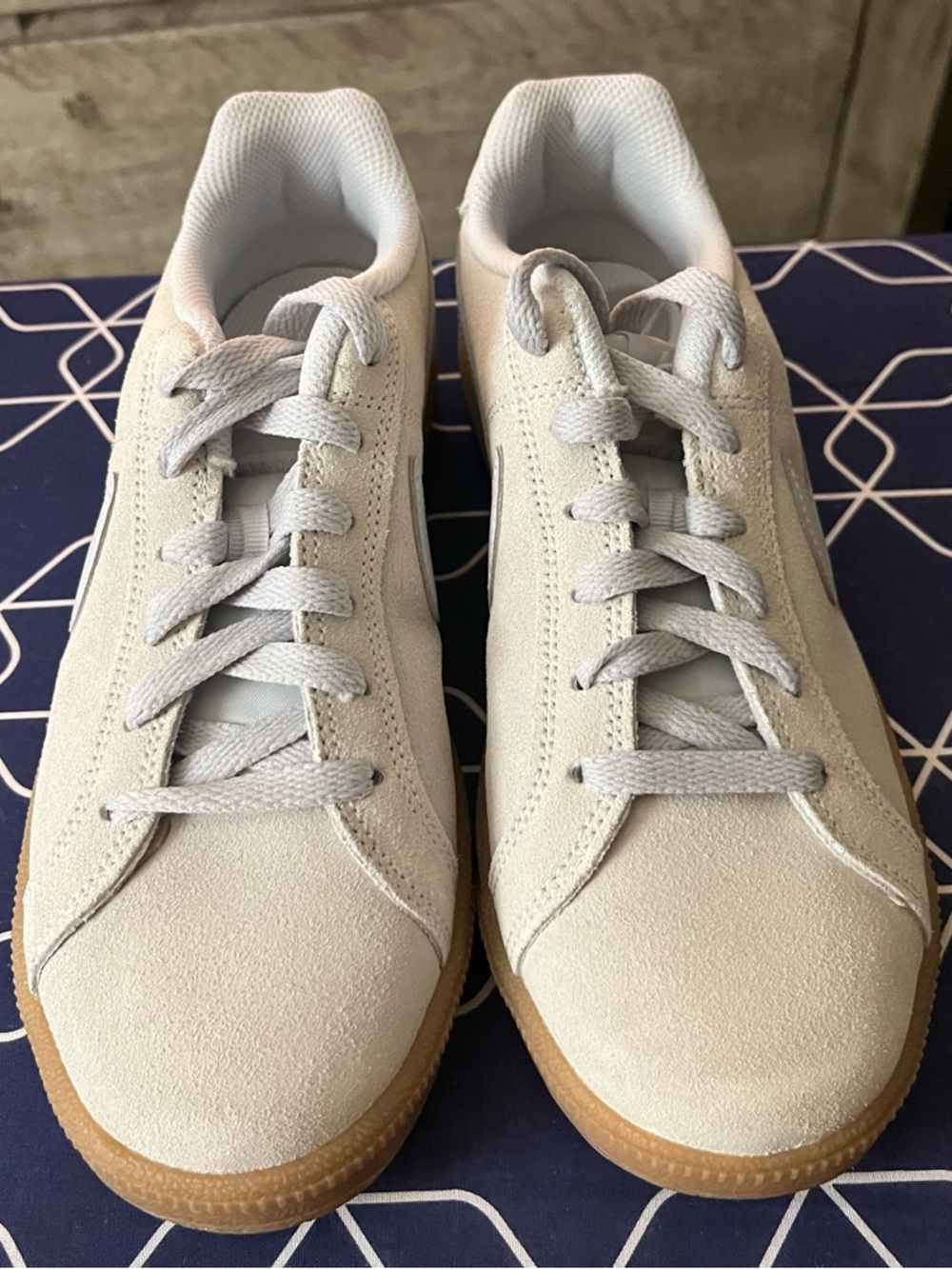 Nike Women’s Light Gray Suede Athletic Sneakers with Gum Sole
